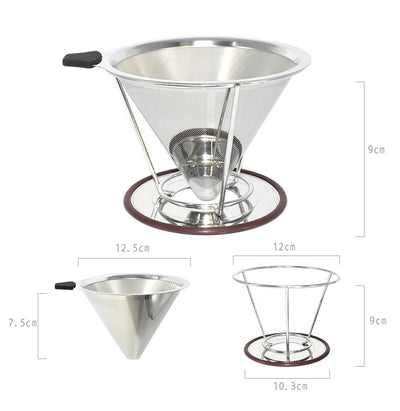Stainless Steel Pour Over Coffee Dripper - cafebrew