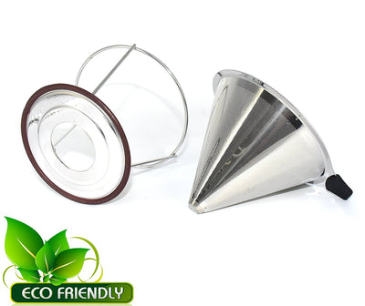 Stainless Steel Pour Over Coffee Dripper - cafebrew
