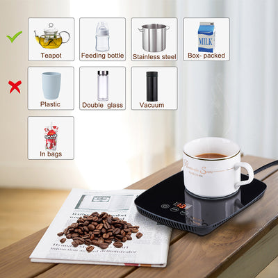 Coffee Mug Warmer Cup Warmer for Office Desk Use,Auto Shut off Electric Beverage Warmer 25 Watt Electric with three Temperature Settings adjustable temperature From 131℉/ 55℃or 167℉/ 75℃ (Without Mug)