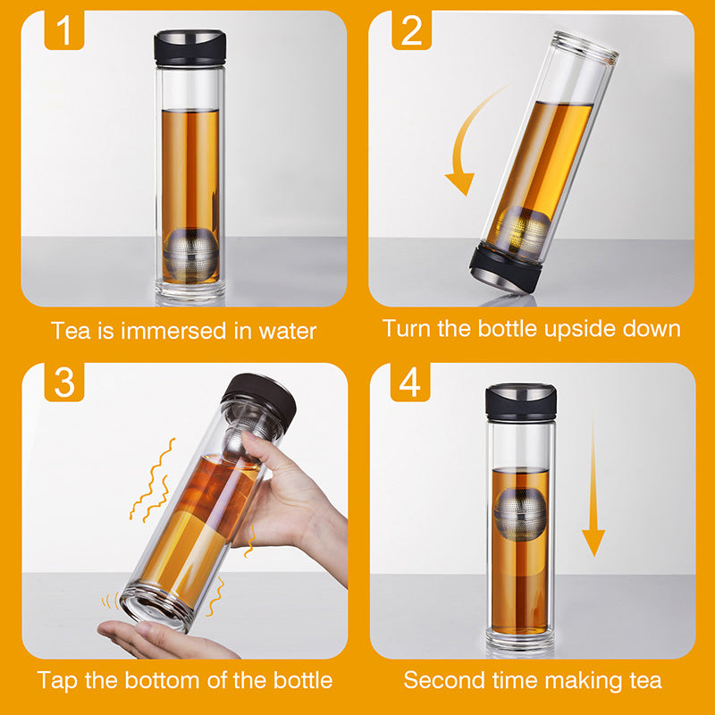 Tea Tumbler With Infuser Double Wall Glass Travel Tea Mug With Magnetic  Infuser For Loose Leaf Tea And Fruit Tea Water Bottle